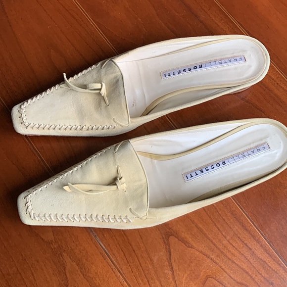 Vintage Fratelli Rossetti Pale Yellow Suede Mules - Picture 8 of 10